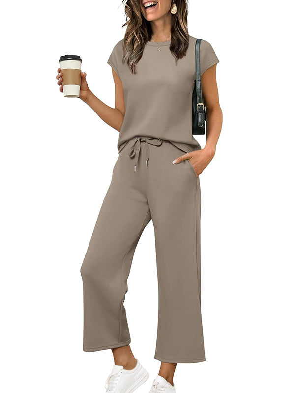 ⏰ LAST DAY SAVE 50% 💥Women Summer Vacation Outfits Cap Sleeve Tops Lounge Matching Sets