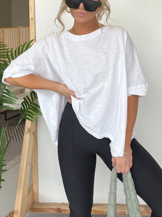 Women's Solid Colour Loose Round Neck Oversized T-Shirt